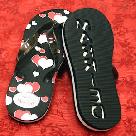Black and Red Hearts Just Married Flip Flops