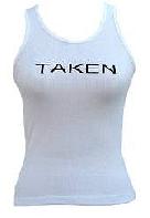 "Taken" White Ribbed Tank Top